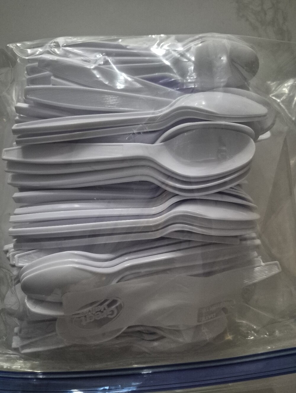 White Plastic Spoons Around 200 Count